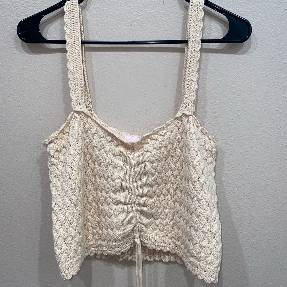 Knitted cream cropped tank